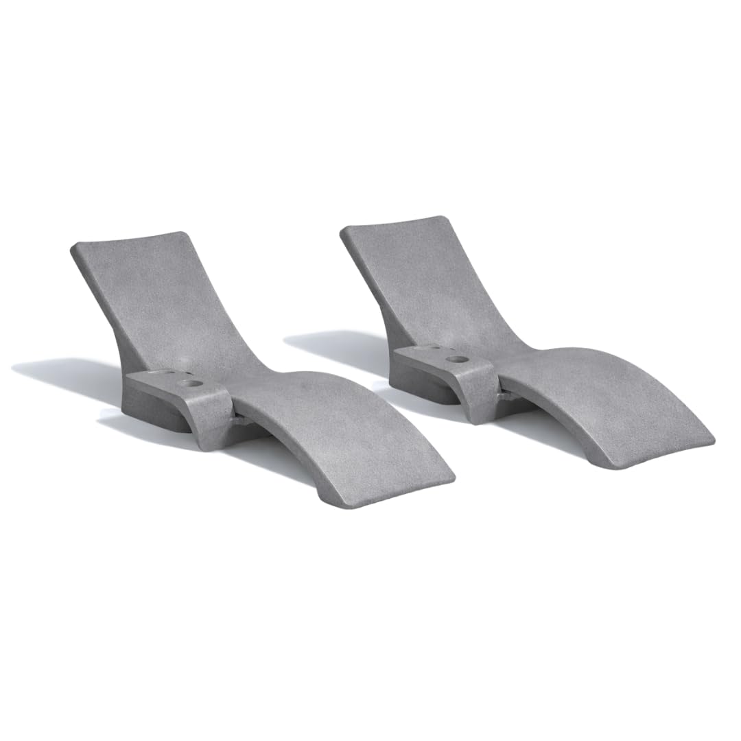 Global Pool Products Poolside Chaise Lounger Set of 2 with Center Table – Gray